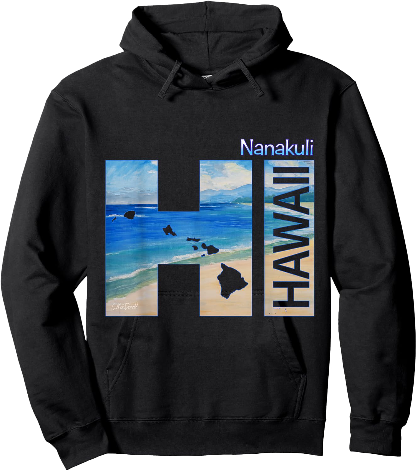 Nanakuli HI Hawaii Islands Hoodie - Hoodie | Black