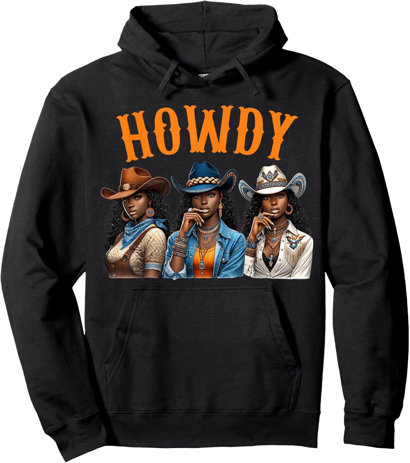 Howdy Western Rodeo Melanin Black Cowgirl African American Hoodie - Hoodie | Black
