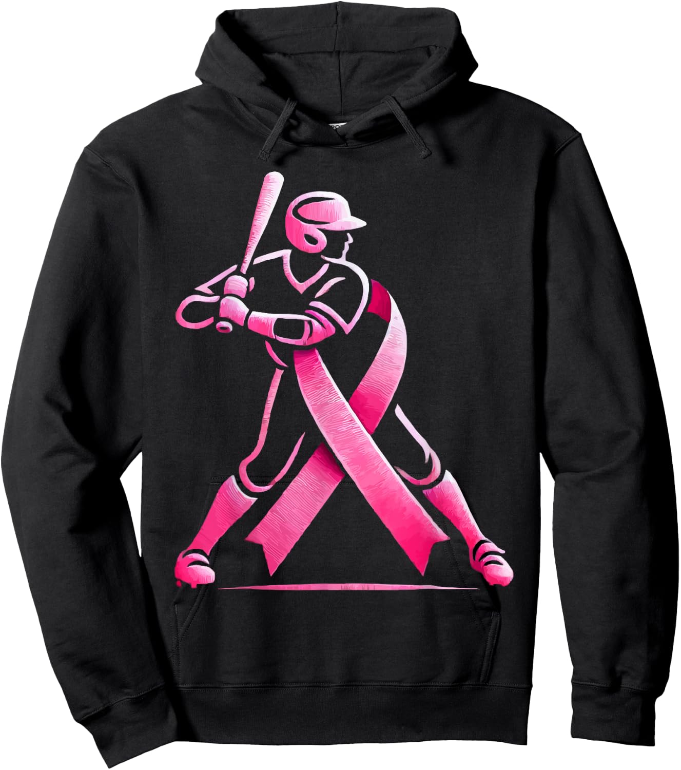 Baseball Breast Cancer Awareness Month Pink Ribbon Hoodie - Hoodie | Black