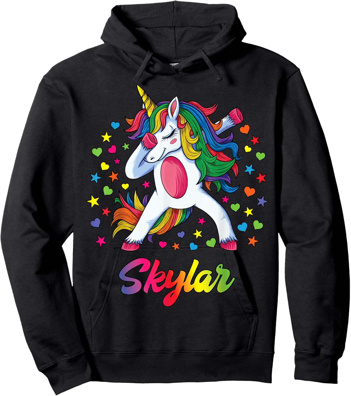 Skylar Personalised Name Unicorn Girl Gift Hoodie - Hoodie | Black