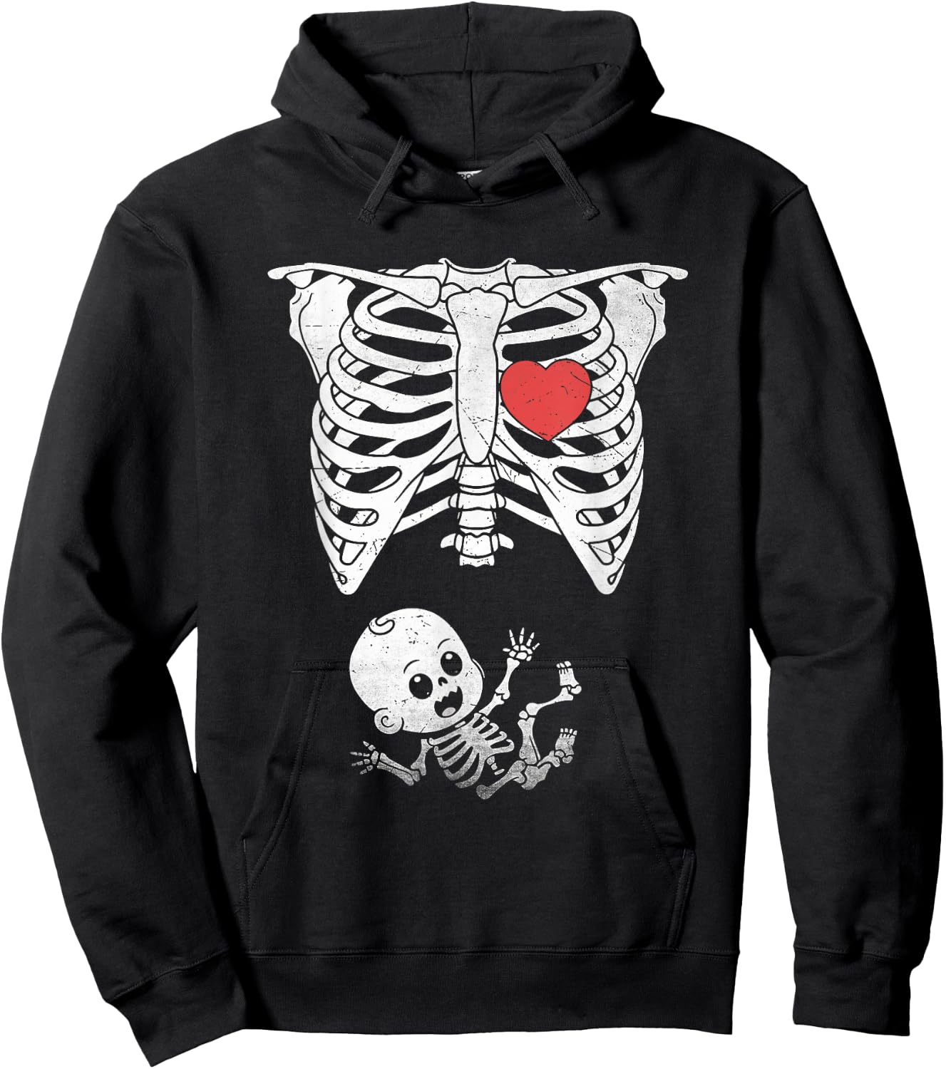 Skeleton Pregnancy Announcement XRay Halloween Moms Hoodie - Hoodie | Black
