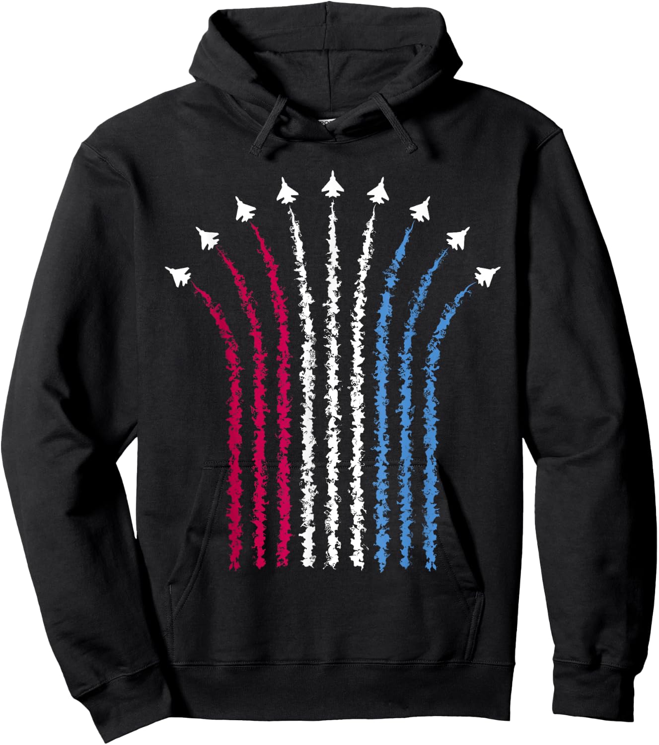 Patriotic USA American Red White Blue Flag Jets 4th of July Hoodie - Hoodie | Black