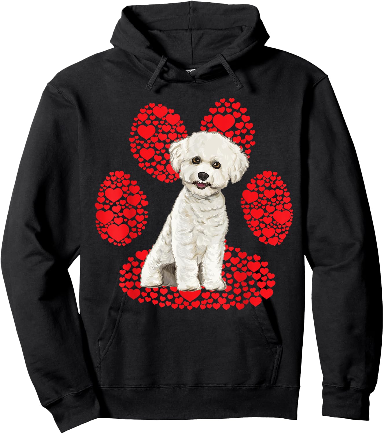 Bichons Frise Valentines Day Dog Love Paw Hoodie - Hoodie | Black