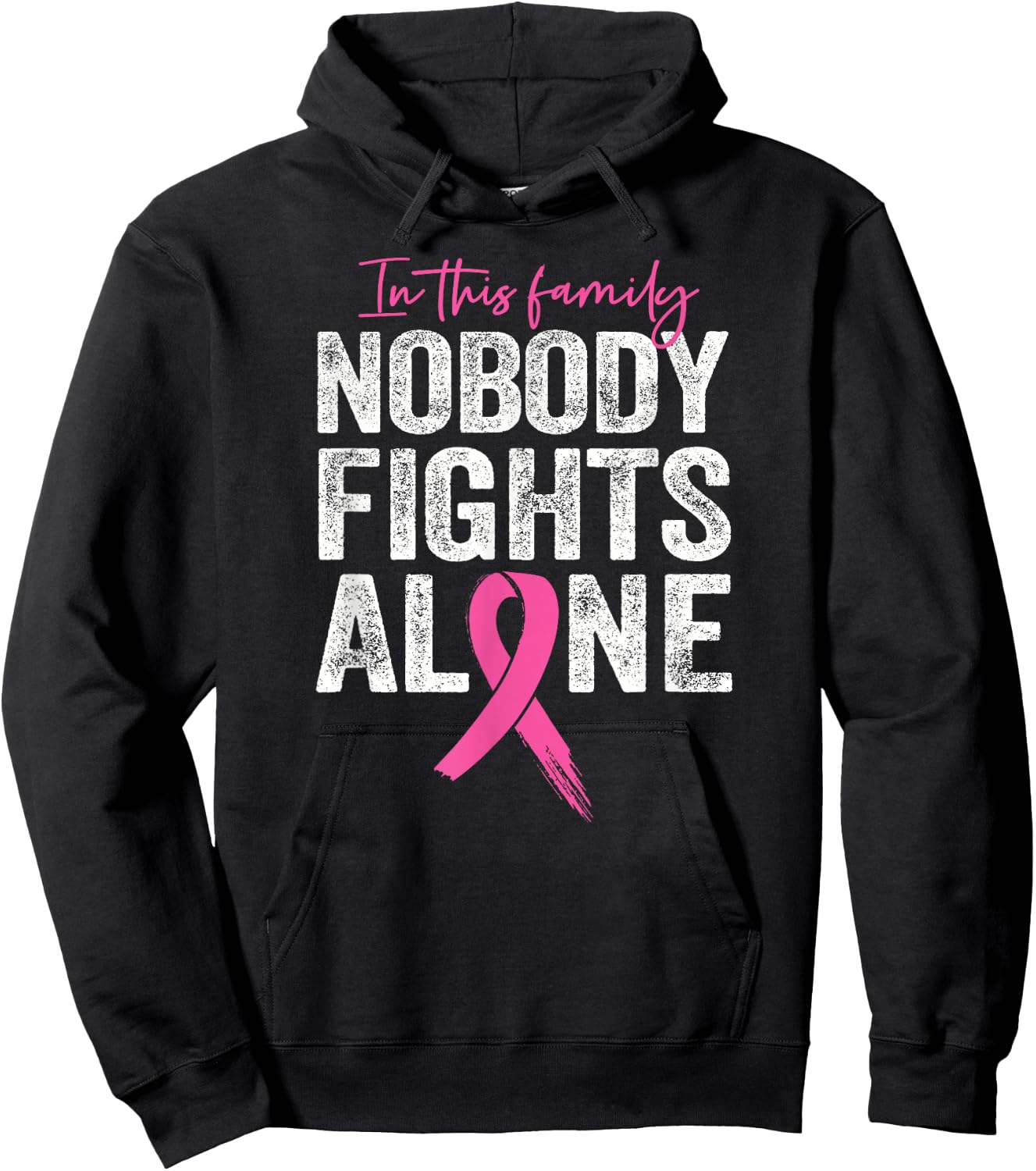 Nobody Fights Alone Breast Cancer Awareness Family Matching Hoodie - Hoodie | Black