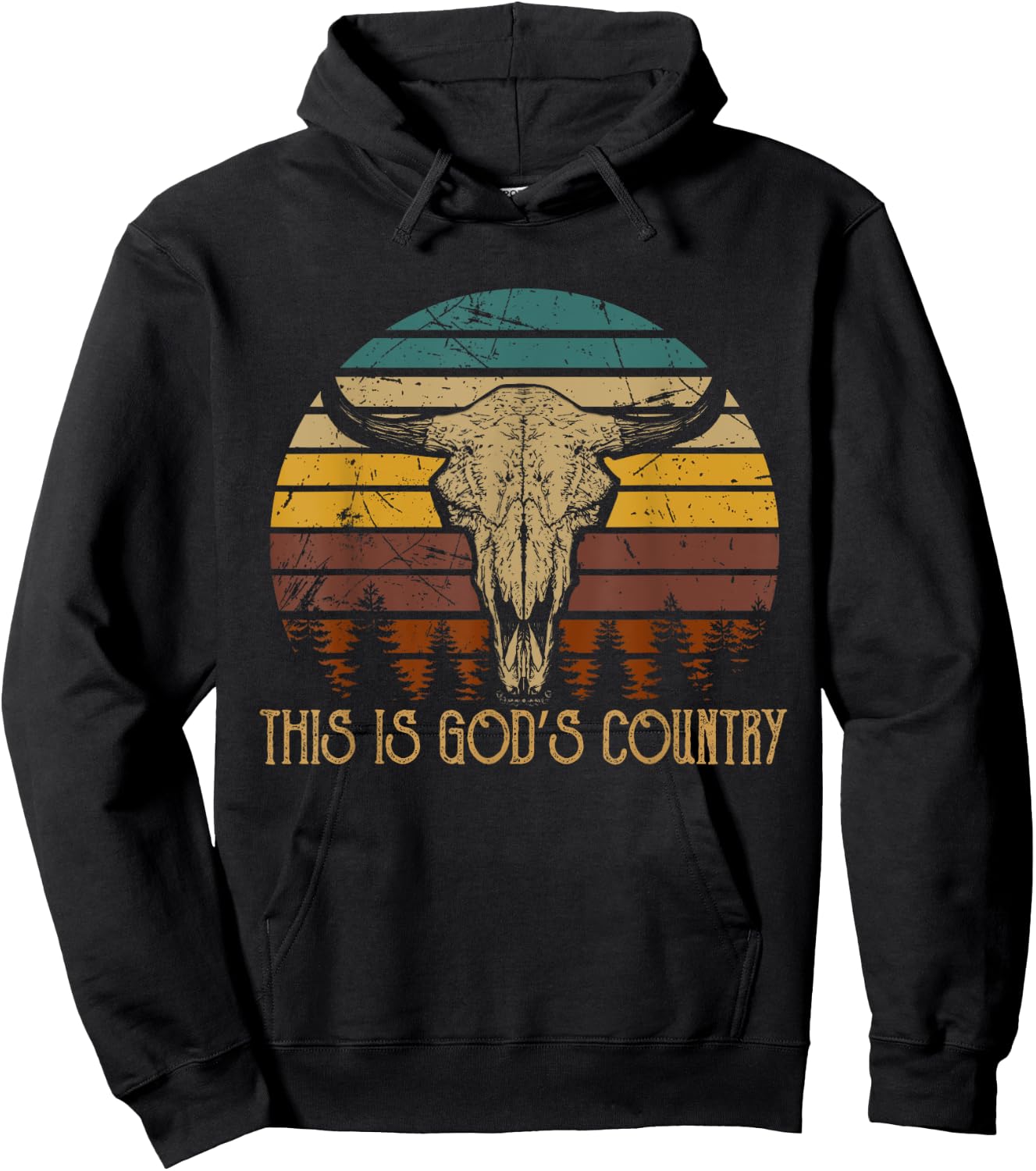 This Is God's Music Country Outfit Bull Skulls Western Howdy Hoodie - Hoodie | Black
