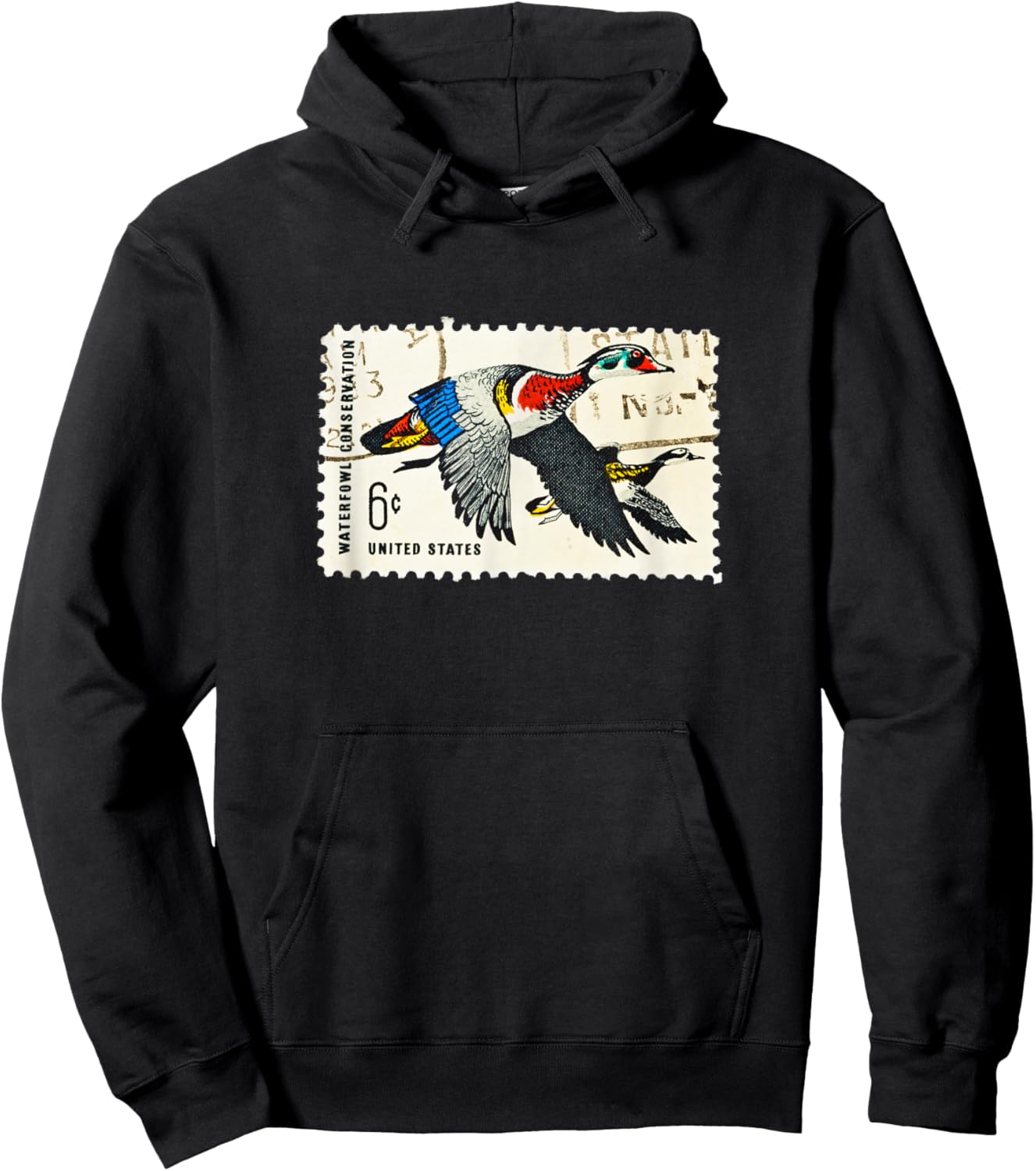 Duck Stamp Shirt Bird Stamp Woodduck Duck Postage Hoodie - Hoodie | Black