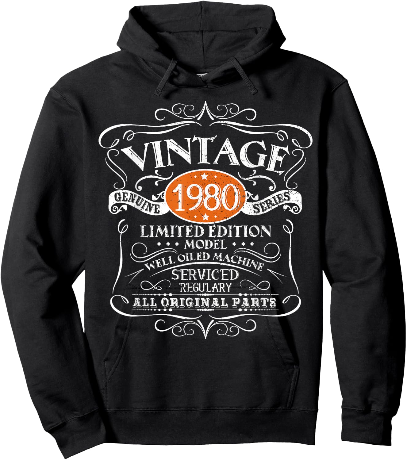 Vintage 1980 45th Birthday All Original Parts Design Hoodie - Hoodie | Black