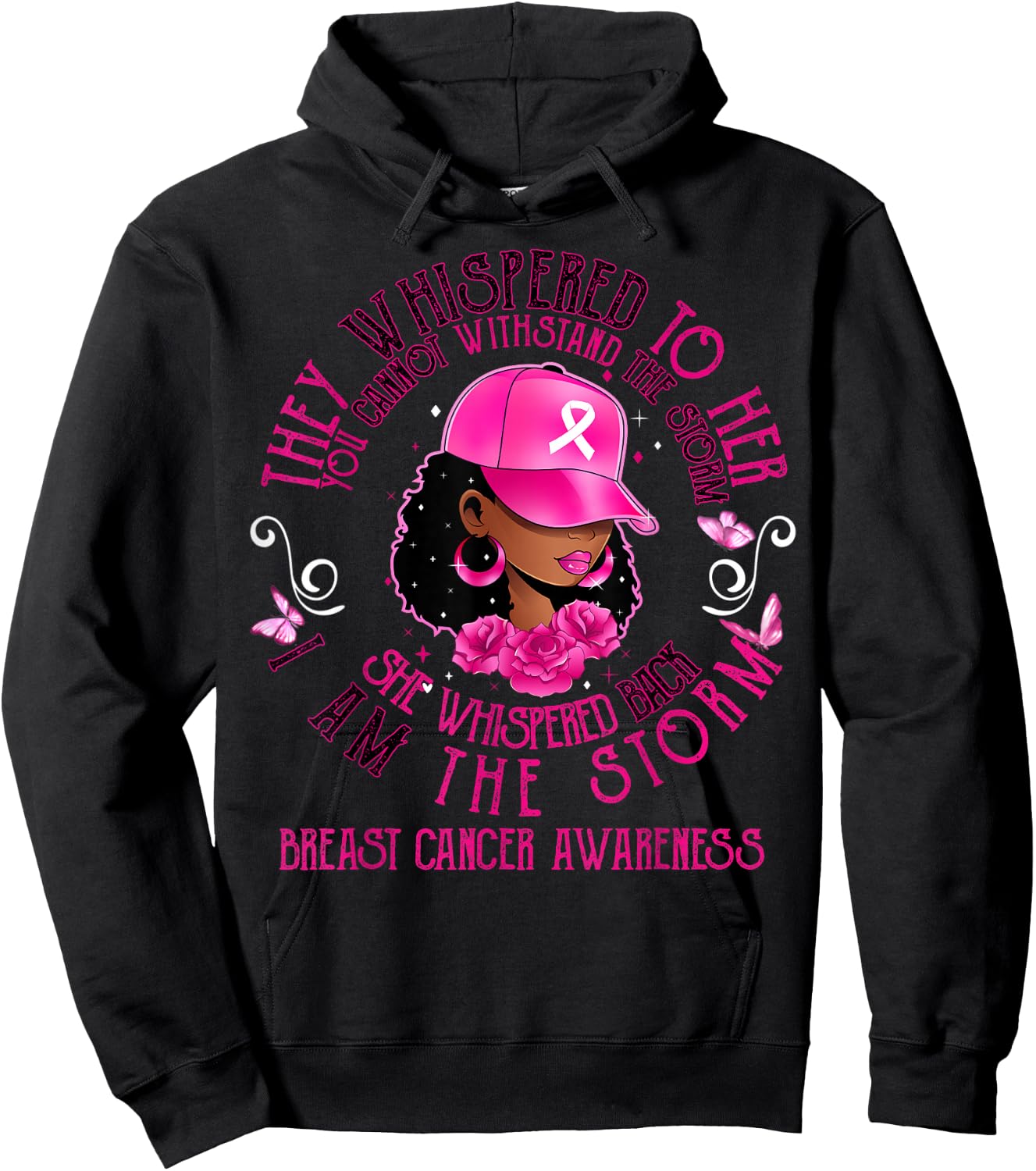 I'm The Storm Black Women Breast Cancer Survivor Pink Ribbon Hoodie - Hoodie | Black