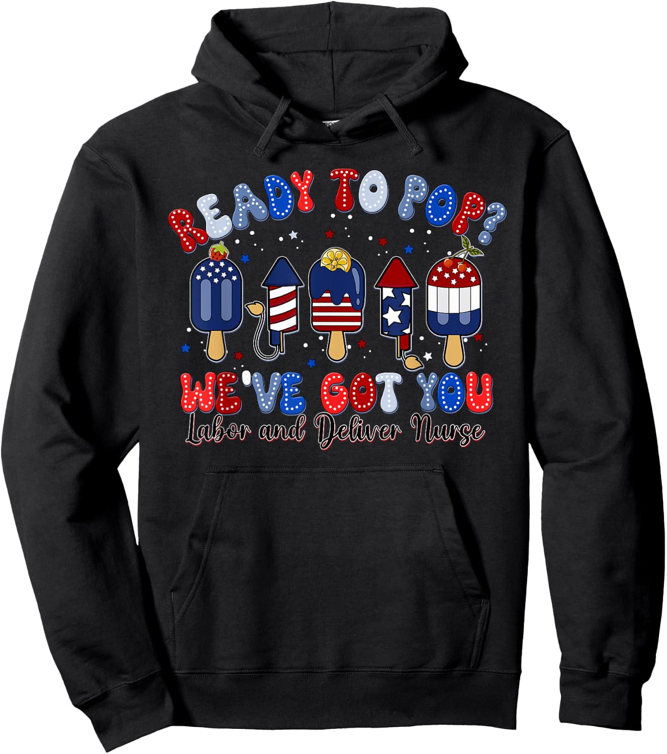 Summer Labor and Delivery Nurse 4th Of July Independence Day Hoodie - Hoodie | Black