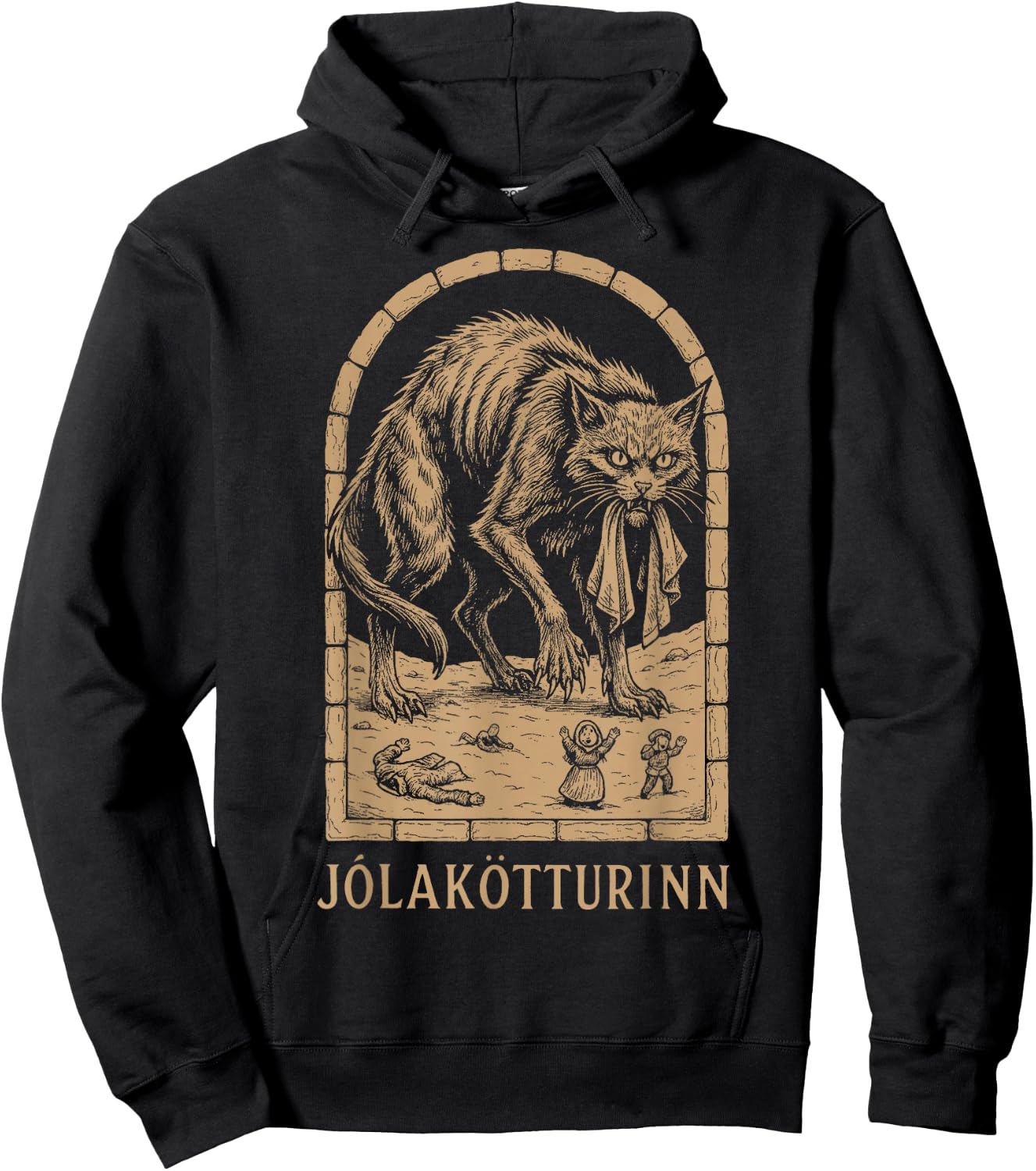 Yule Cat - Jolakotturinn - Icelandic Christmas Cat Hoodie - Hoodie | Black