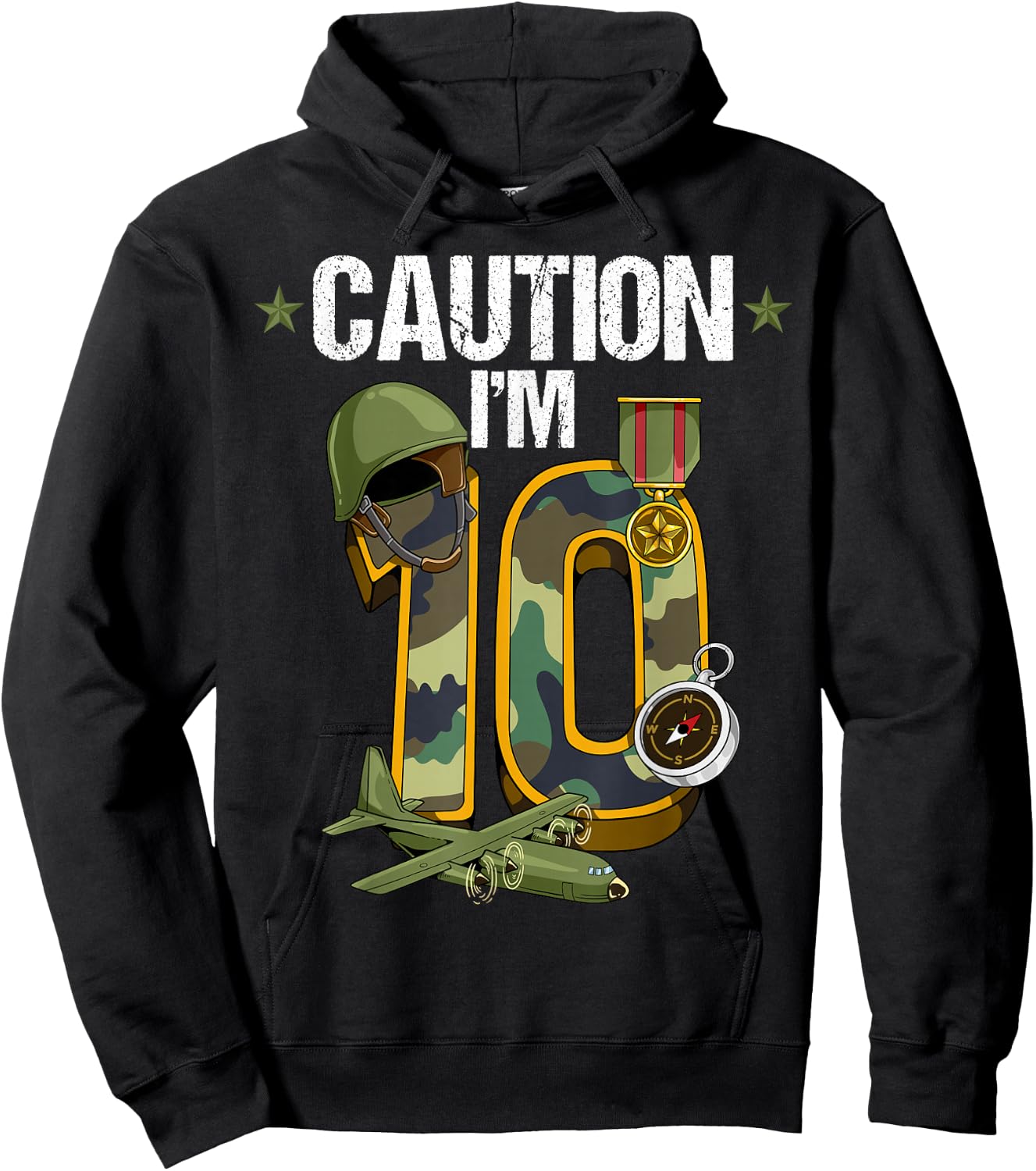10th Birthday Army Hoodie - Hoodie | Black