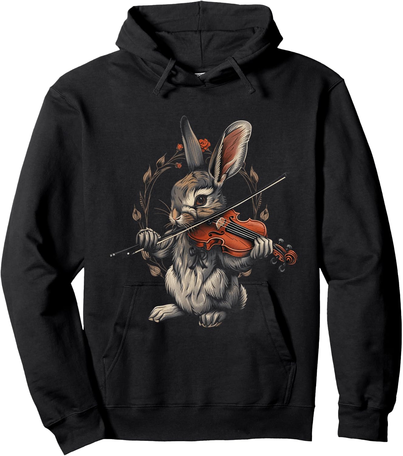 Rabbit Playing Violin for Violin Player Bunny Rabbit Graphic Hoodie - Hoodie | Black