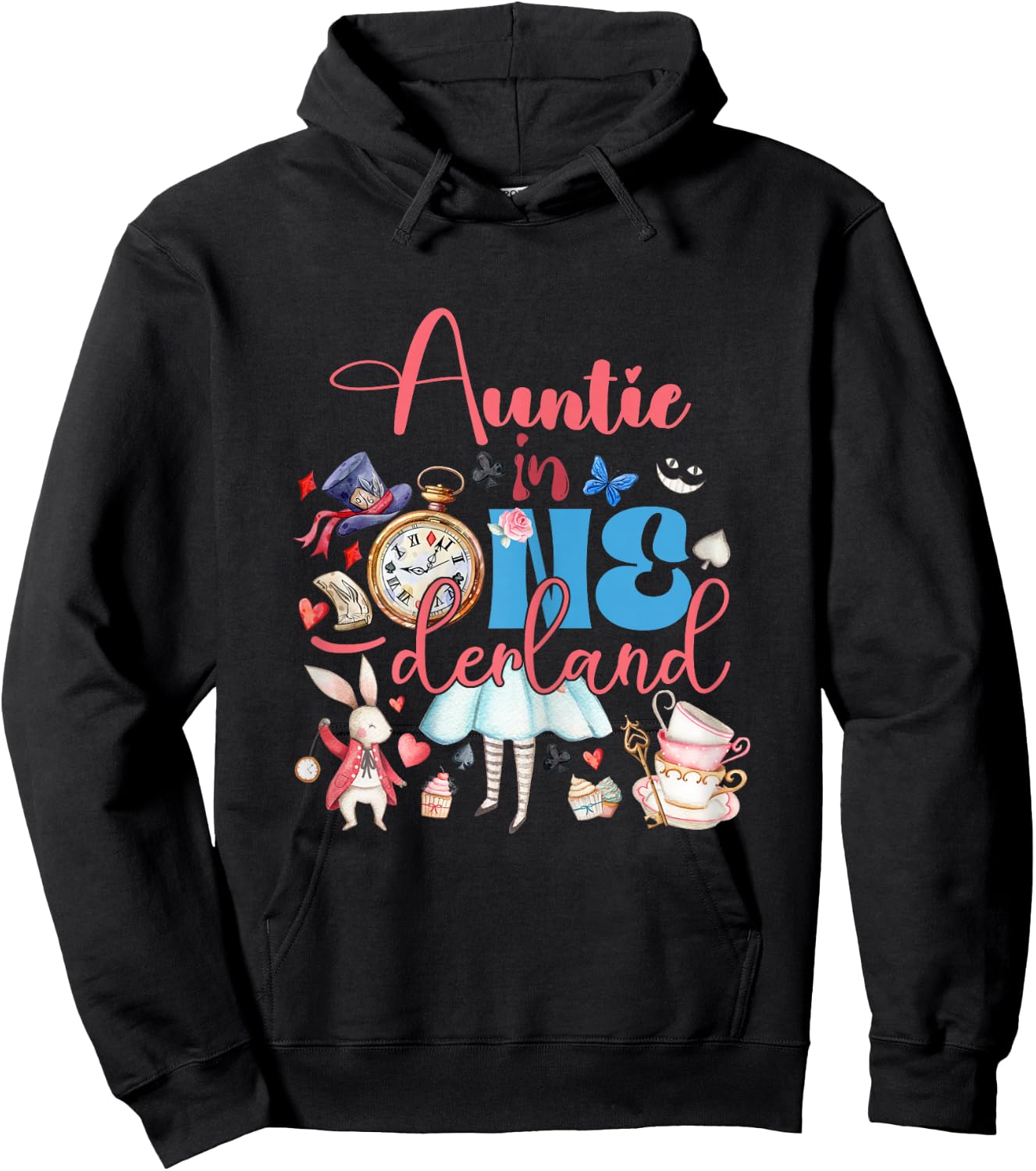 Alice Auntie in ONEderland Birthday Family Hoodie - Hoodie | Black