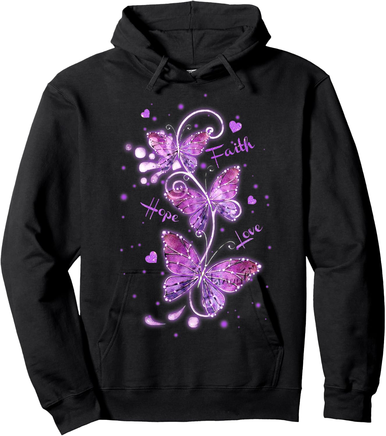 Butterfly Faith Hope Love Butterfly Lovers Insects Hoodie - Hoodie | Black