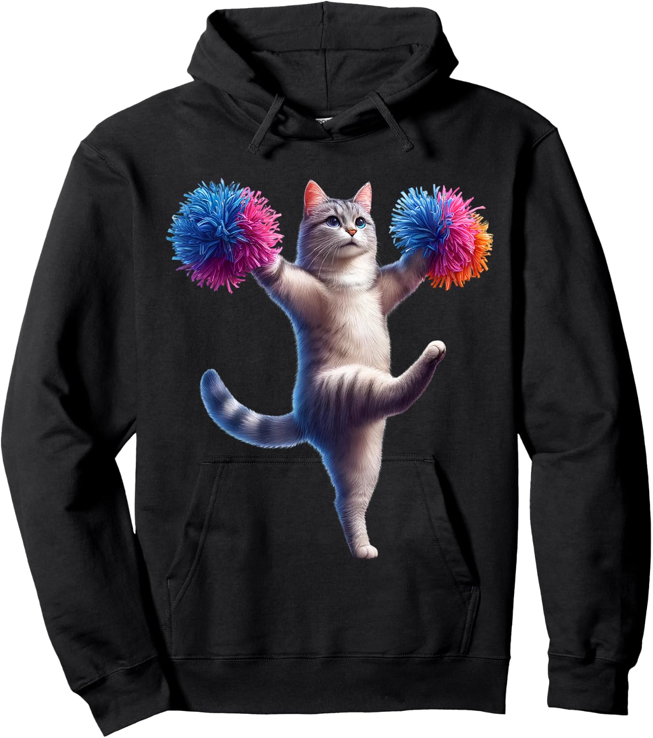 Cat Cheerleading Cheerleader Kitten Lover Hoodie - Hoodie | Black