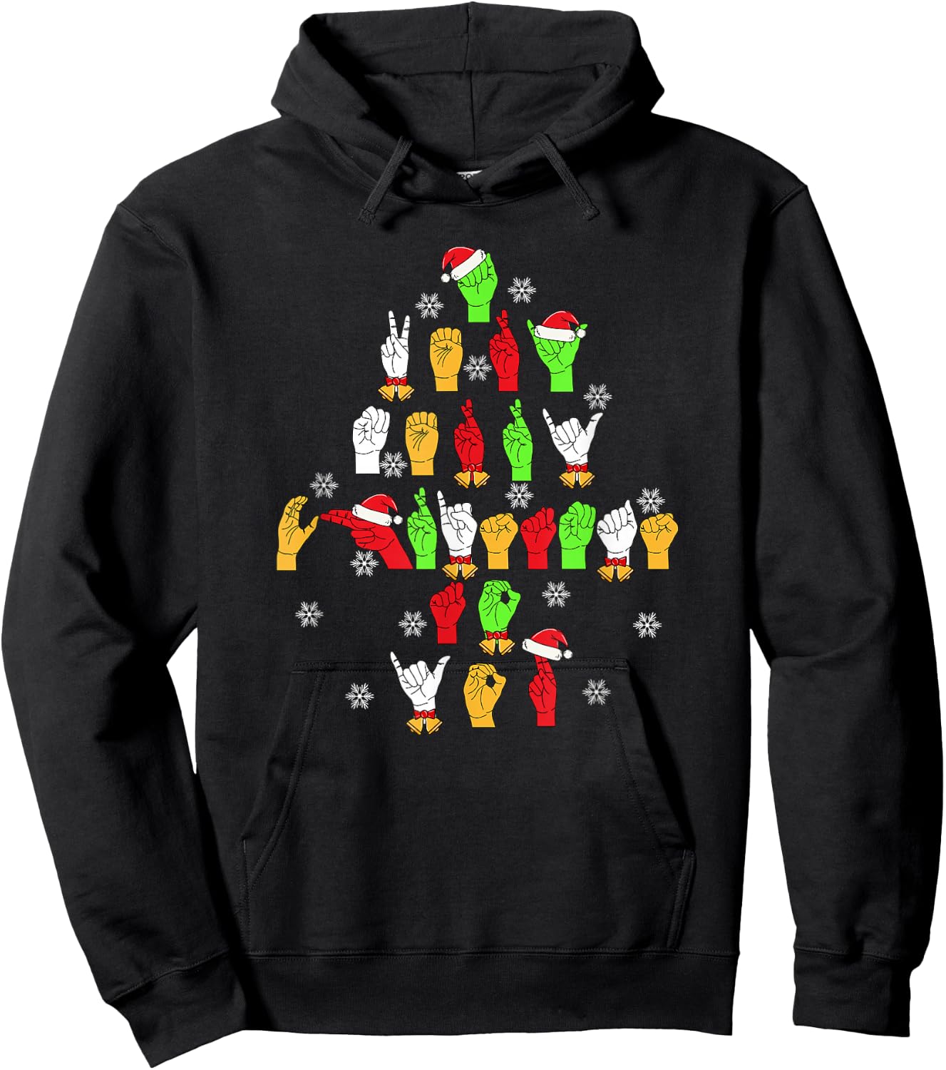 Funny ASL Christmas American Sign Language Hoodie - Hoodie | Black