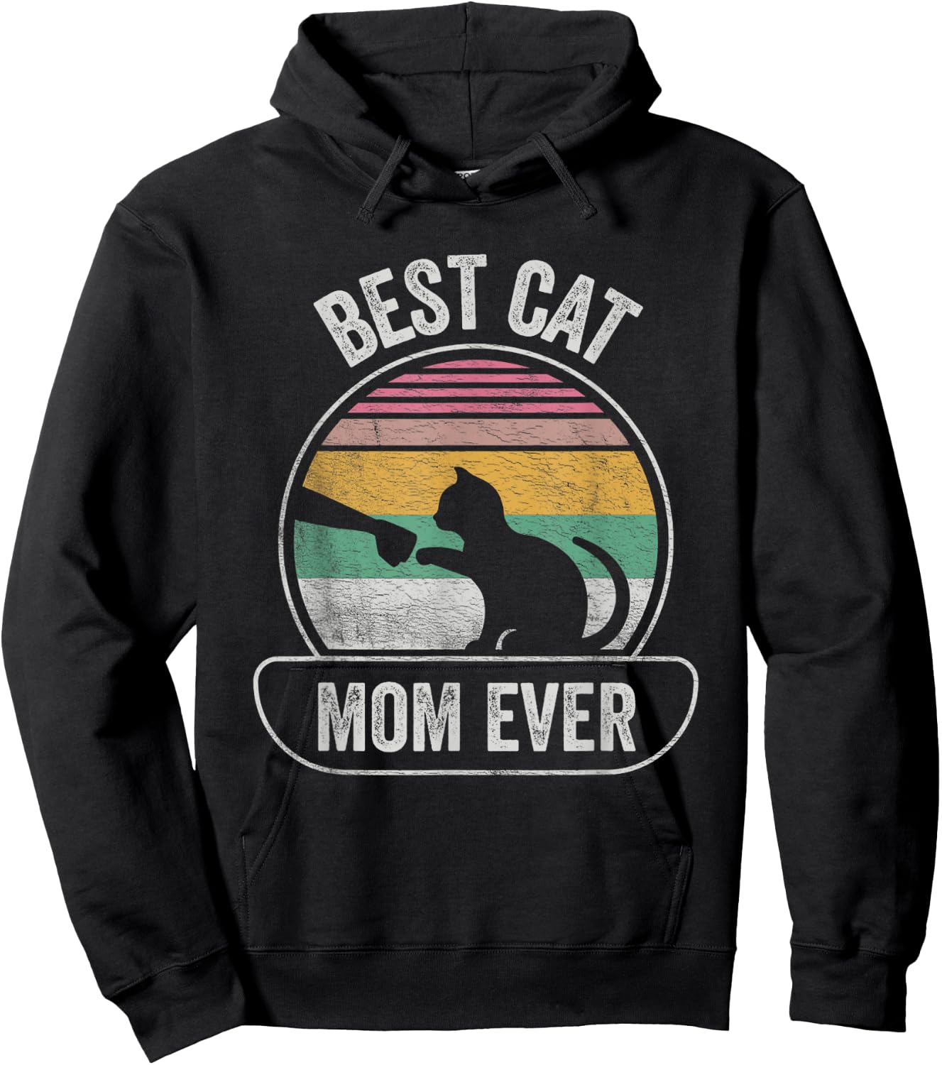 Vintage Retro Best Cat Mom Ever Cat Shirts Gift Hoodie - Hoodie | Black