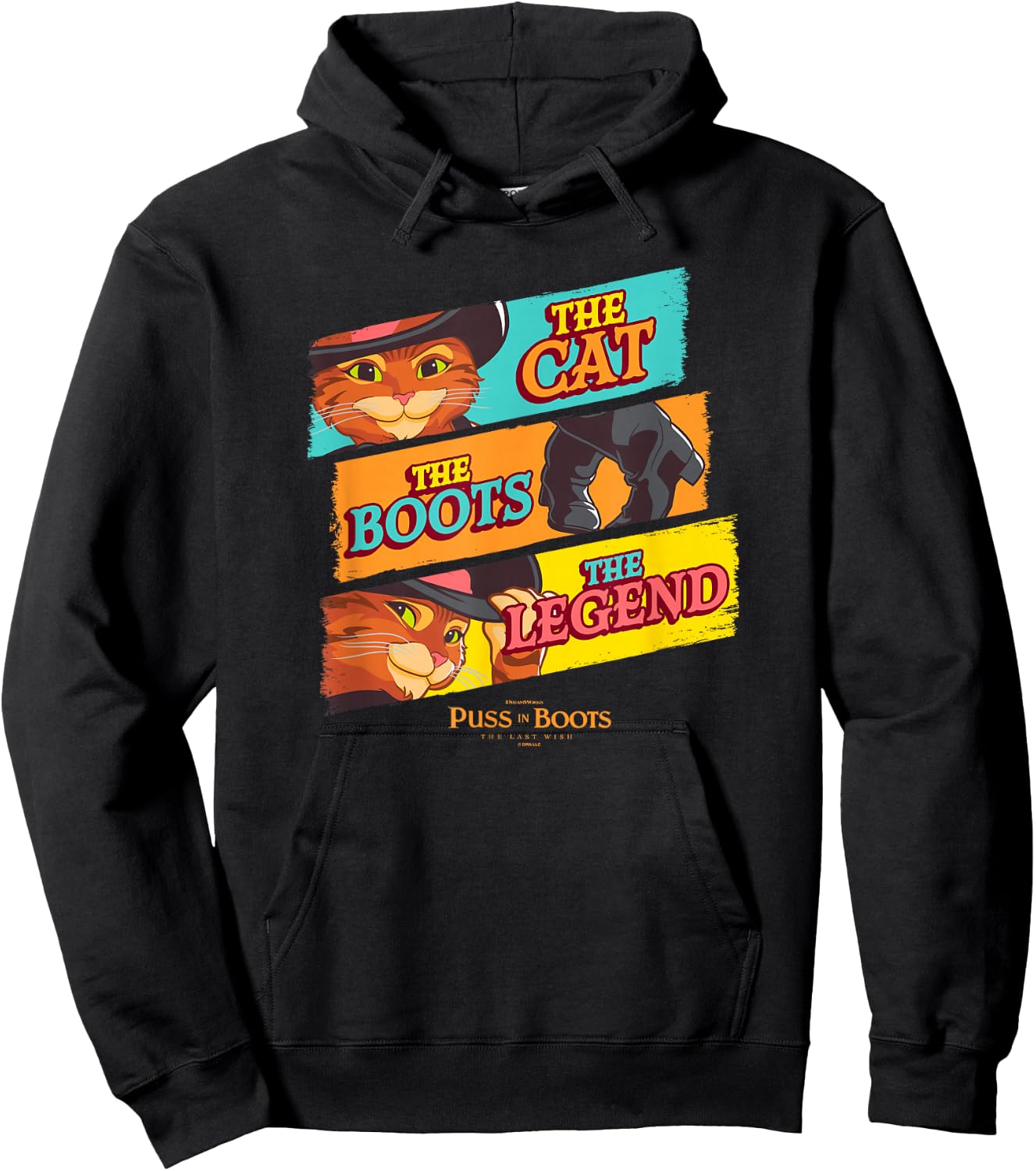 DreamWorks Puss In Boots: The Last Wish Logo Panels Hoodie - Hoodie | Black