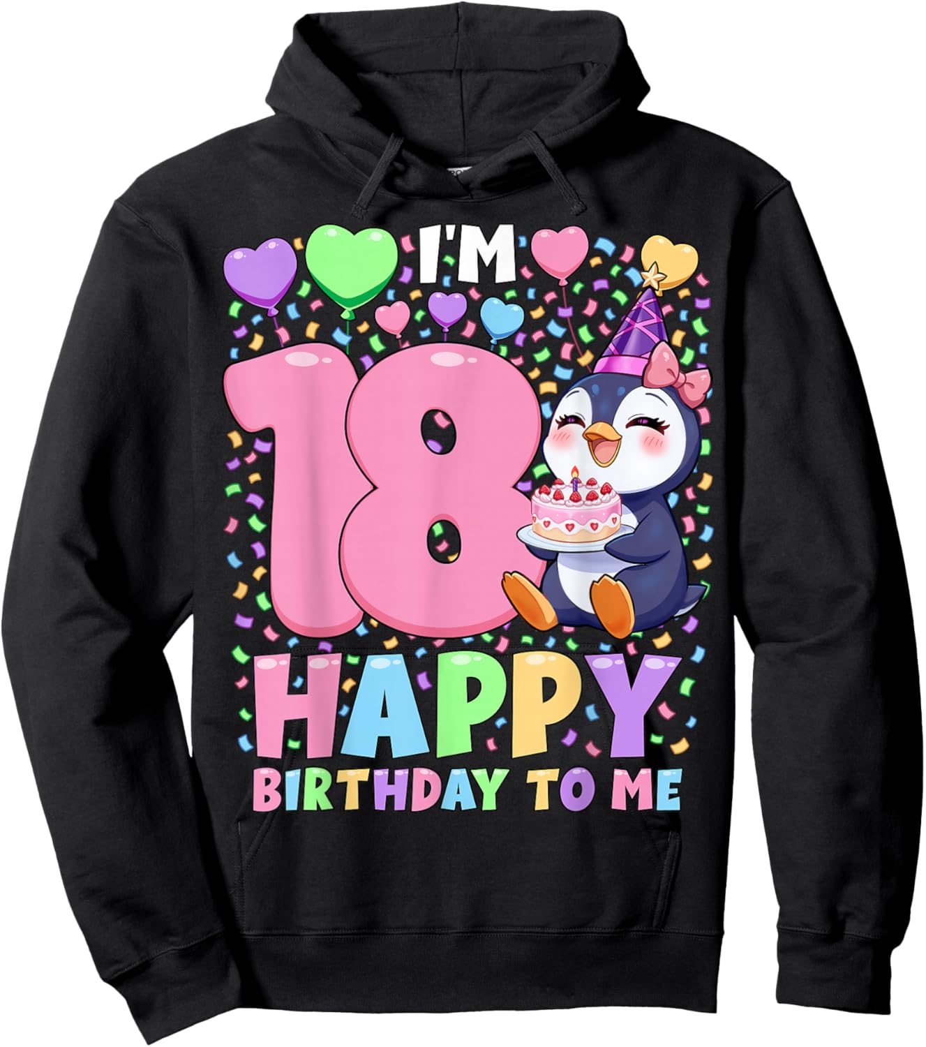 Penguin Birthday Party Shirt | Girls 18th Birthday Penguin Hoodie - Hoodie | Black