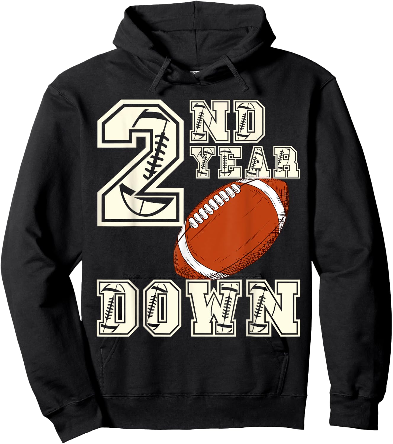 Kids 2nd Year Football Fun for Birthday Boys Touchdown Hoodie - Hoodie | Black