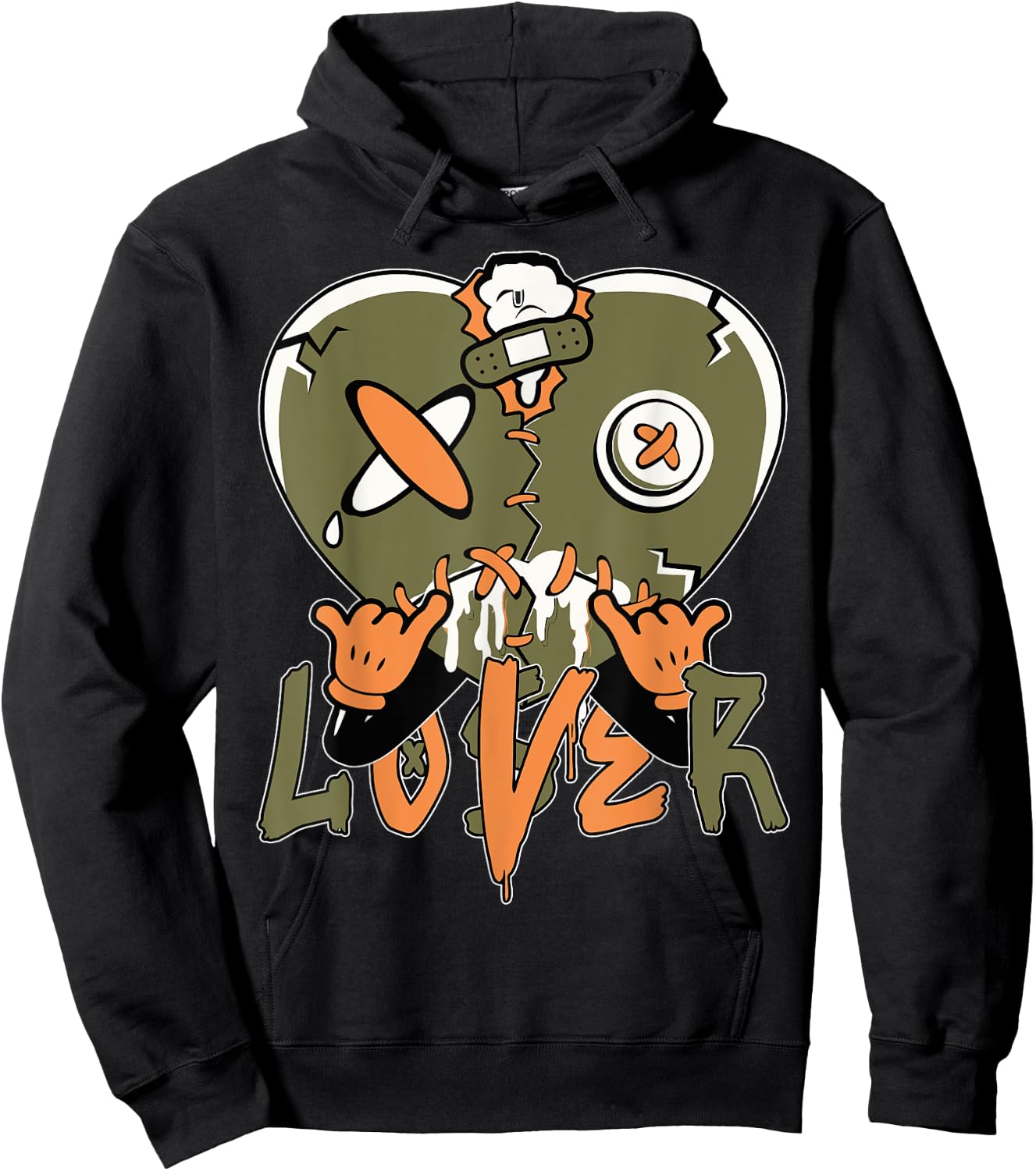 Loser Lover Drip Heart Olive Green 5s Matching Women Hoodie - Hoodie | Black