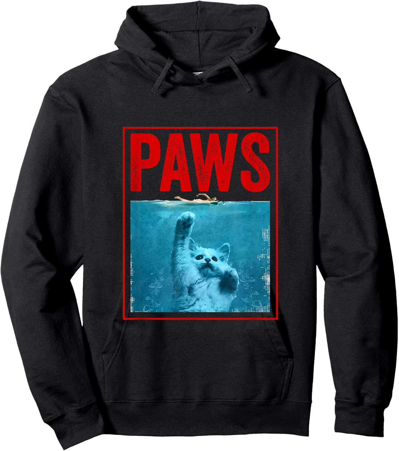 PAWS Funny Cat Kitten For Shark And Cat Lovers Men Women Girls Kids Hoodie - Hoodie | Black