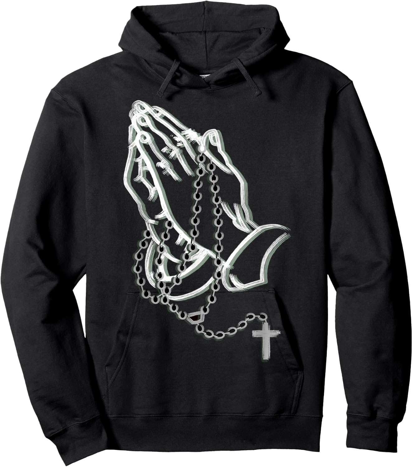 Praying hands with a rosary Hoodie - Hoodie | Black