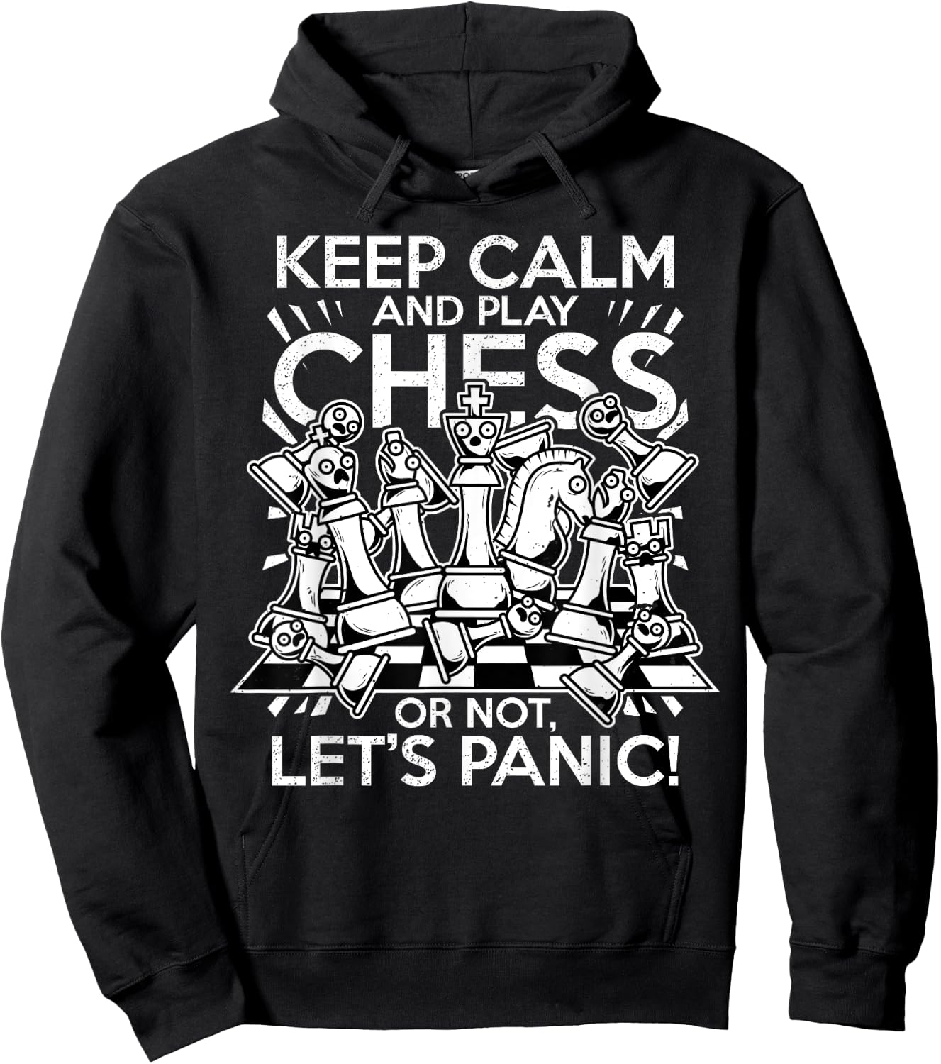 Keep Calm and Play Chess Funny Nervous Chess Player Gift Hoodie - Hoodie | Black