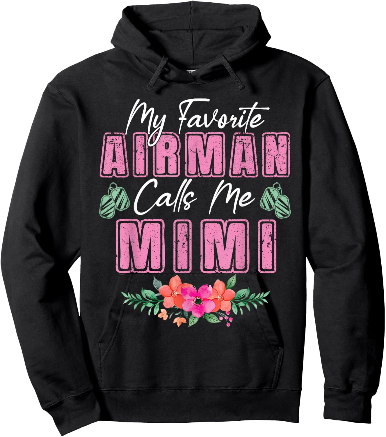 My Favorite Airman Calls Me Mimi Air Force Grandma Hoodie - Hoodie | Black