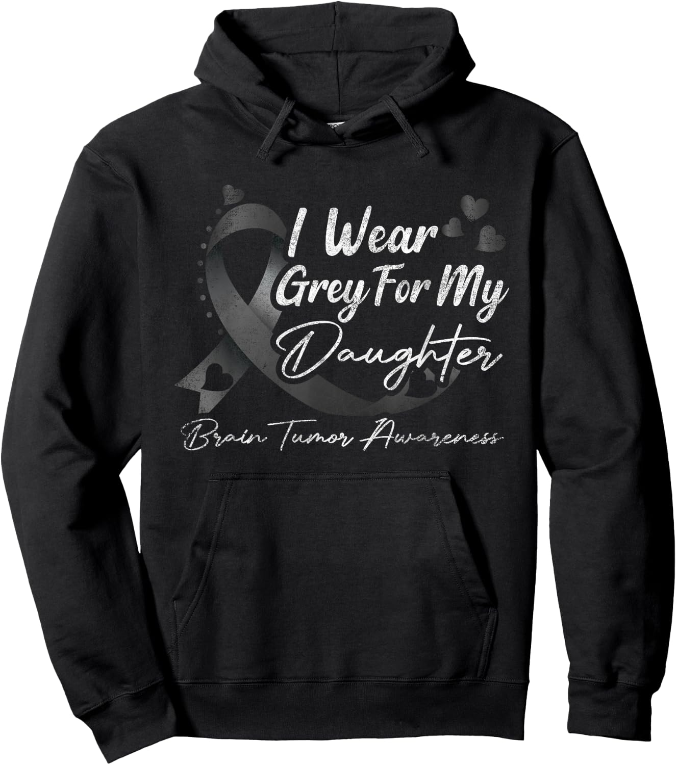 I Wear Grey For My Daughter Brain Tumor Awareness Hoodie - Hoodie | Black