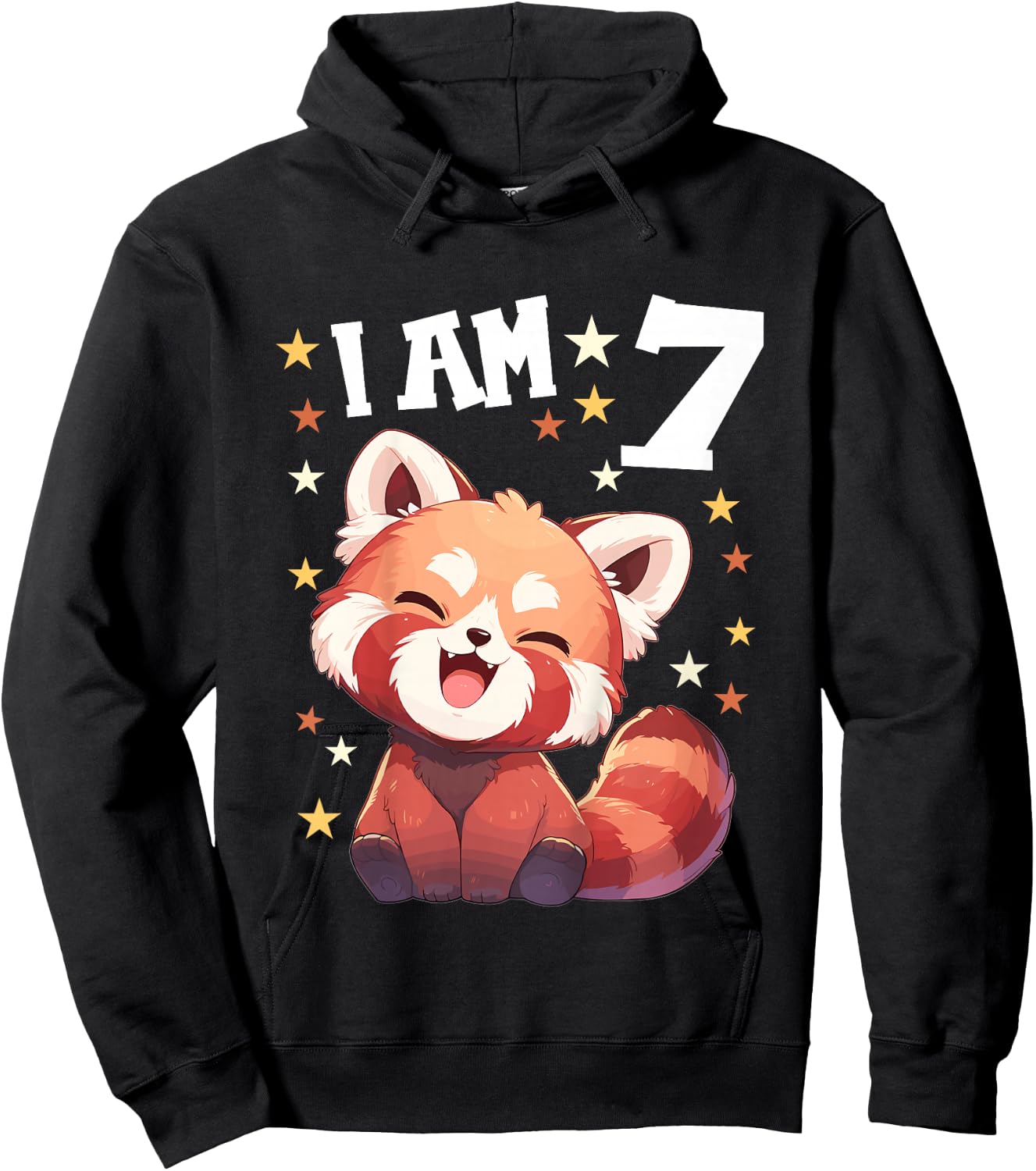 Kids 7 Years old 7 birthday Red Pandas Boy Girl Red Panda Hoodie - Hoodie | Black