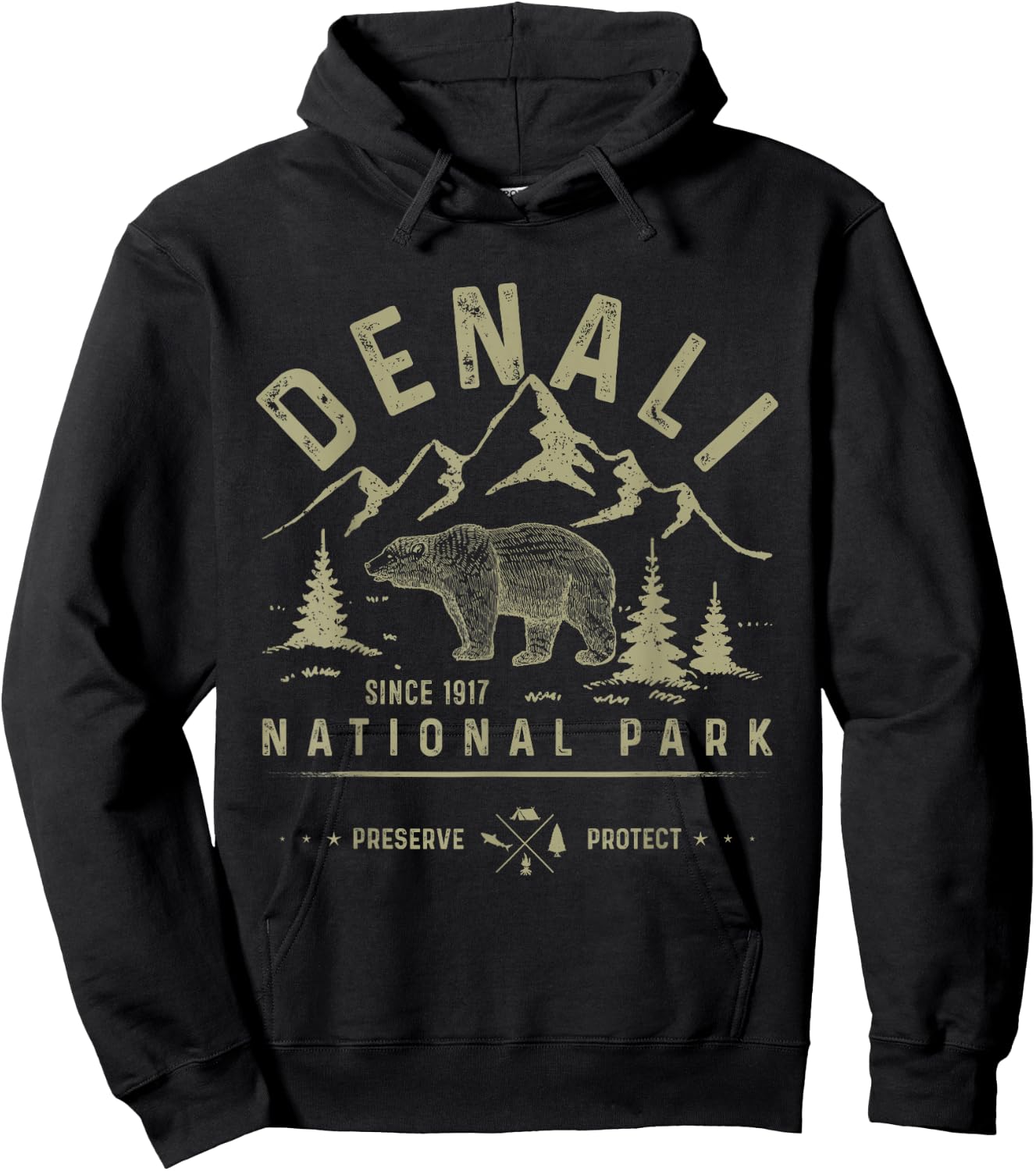 Denali National Park and Preserve Shirt Bear Apparel Denali Hoodie - Hoodie | Black