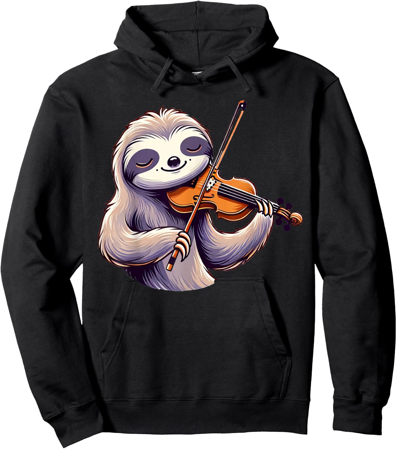 Cute Sloth Playing Violin Sloths Musician Music Hoodie - Hoodie | Black