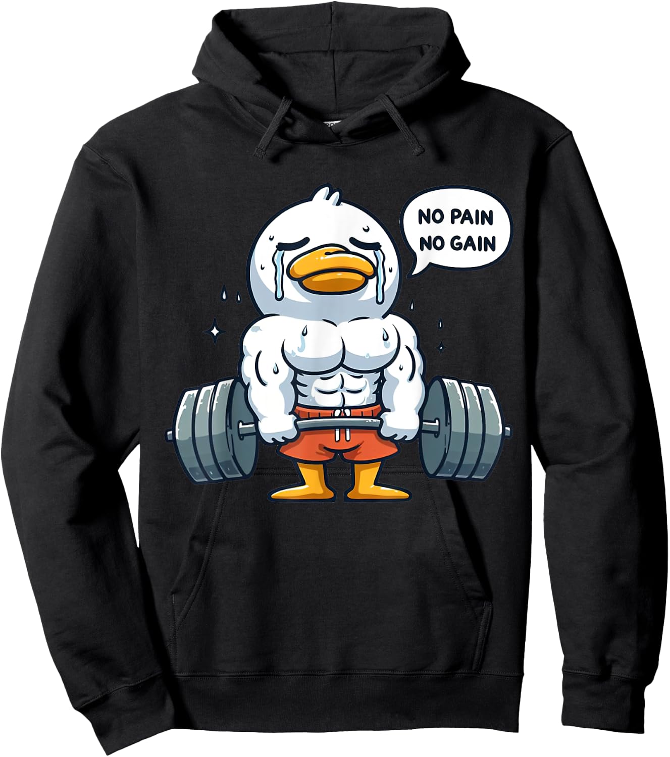 No Pain No Gain Funny Duck - Gym Workout & Fitness Training Hoodie - Hoodie | Black