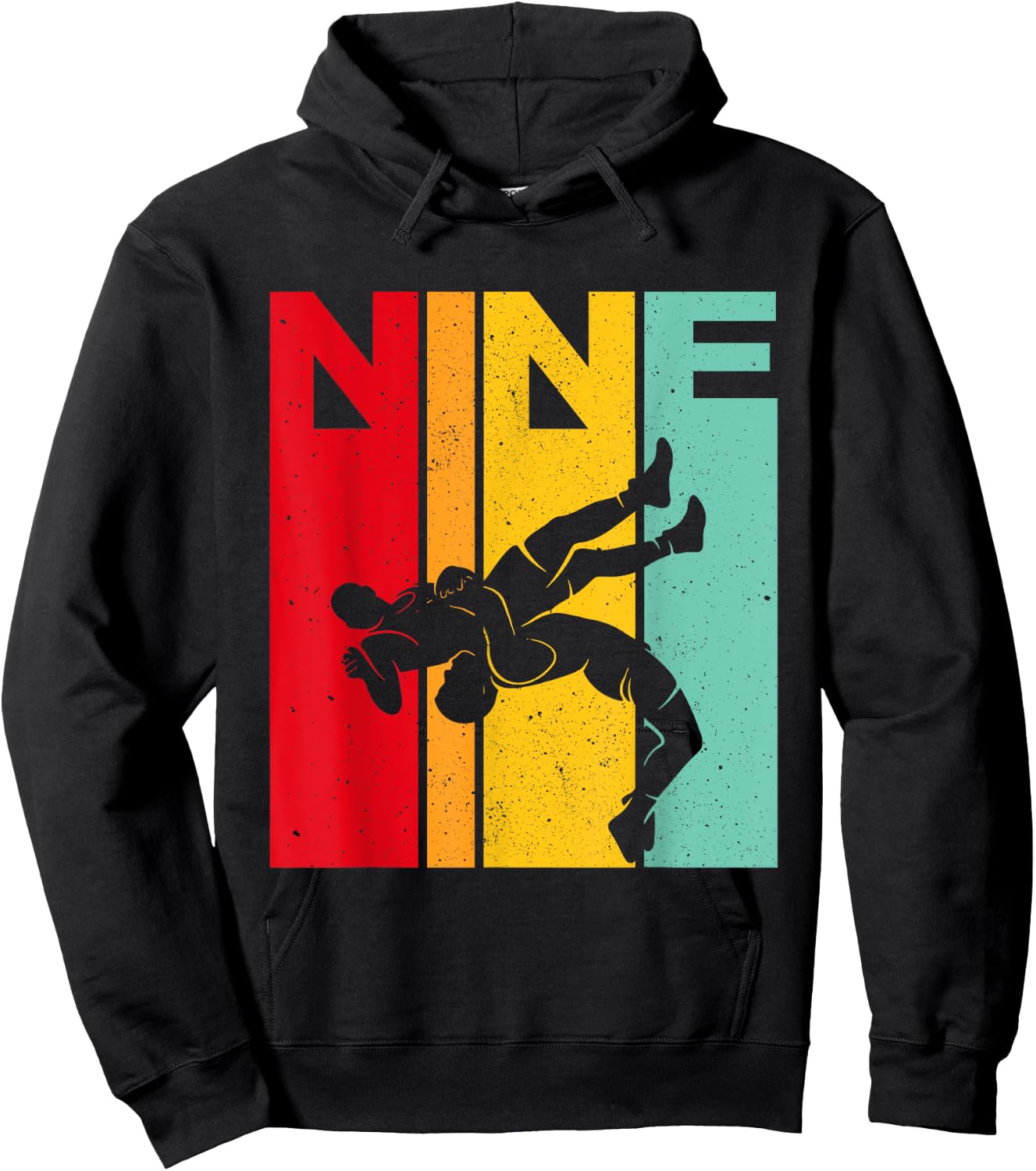 9th Retro Wrestling Theme 9 Year Old Kids Birthday Hoodie - Hoodie | Black