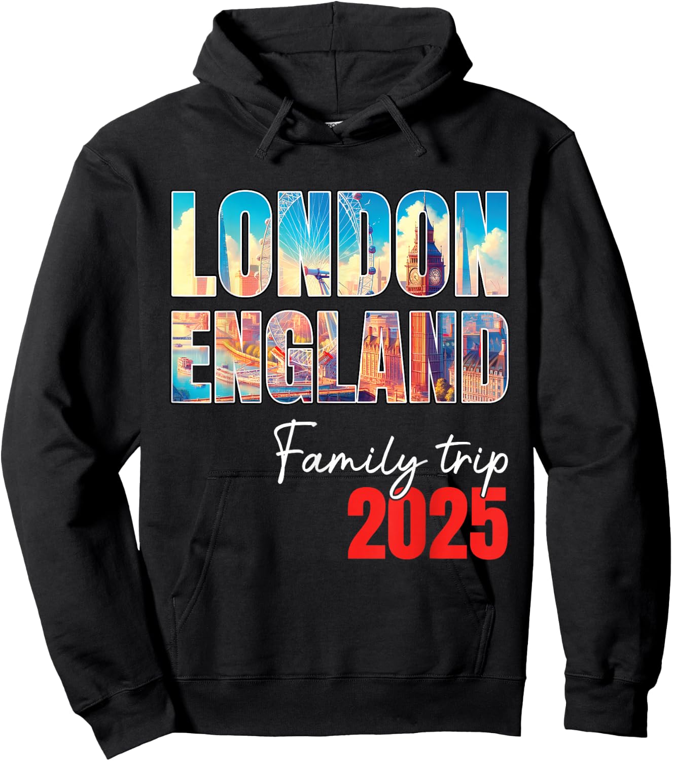 London England Family Trip 2025 Bigben Summer Vacation Crew Hoodie - Hoodie | Black