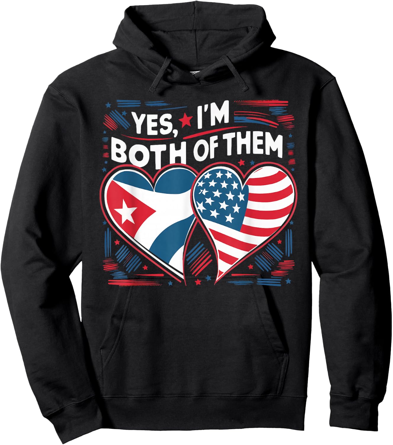 Half Cuban Half American USA Flag Cuba America Hoodie - Hoodie | Black