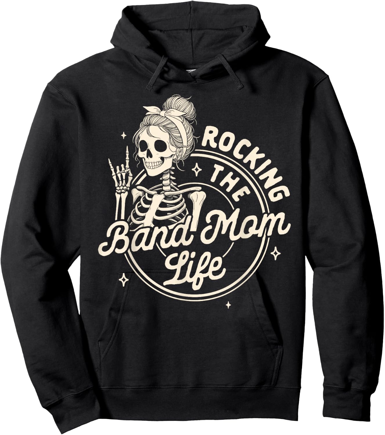 Band Mom Funny Skeleton Mom Rocking The Band Mom Life Hoodie - Hoodie | Black