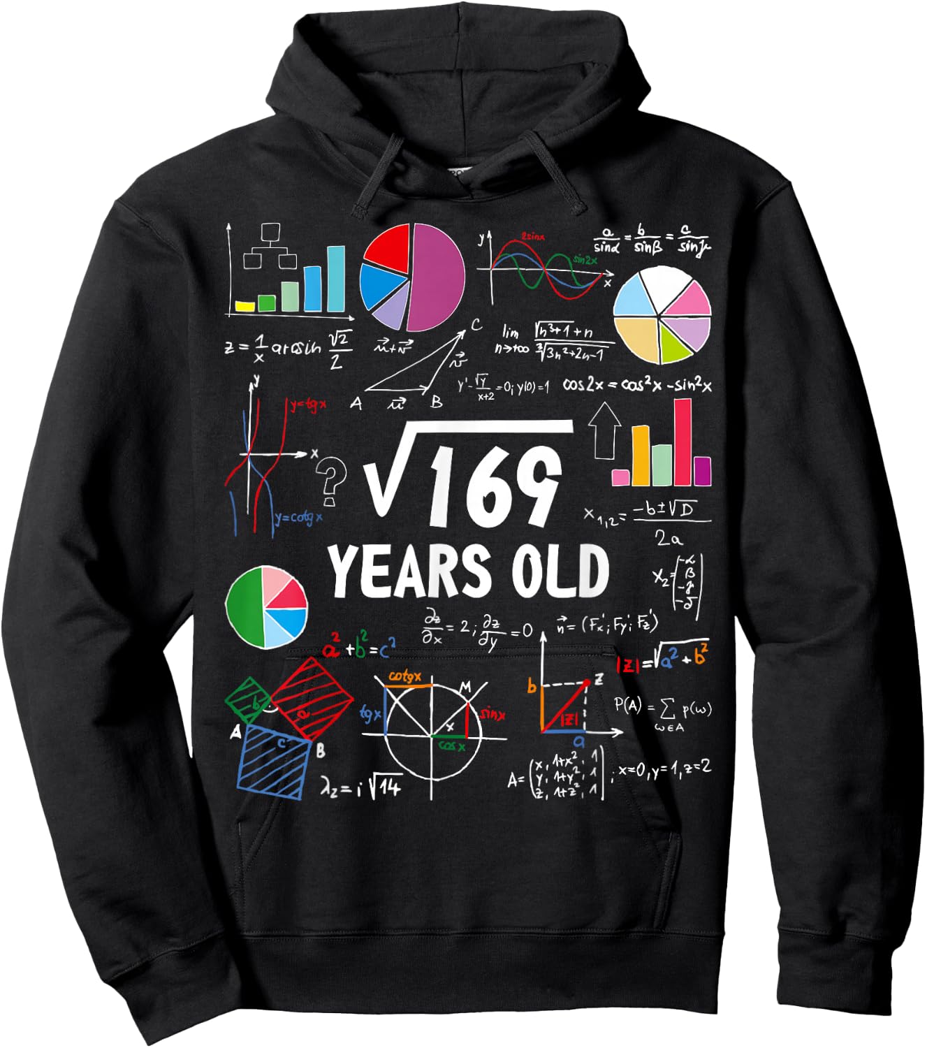 Square Root of 169 13th Birthday 13 Year Old Math Nerd Hoodie - Hoodie | Black
