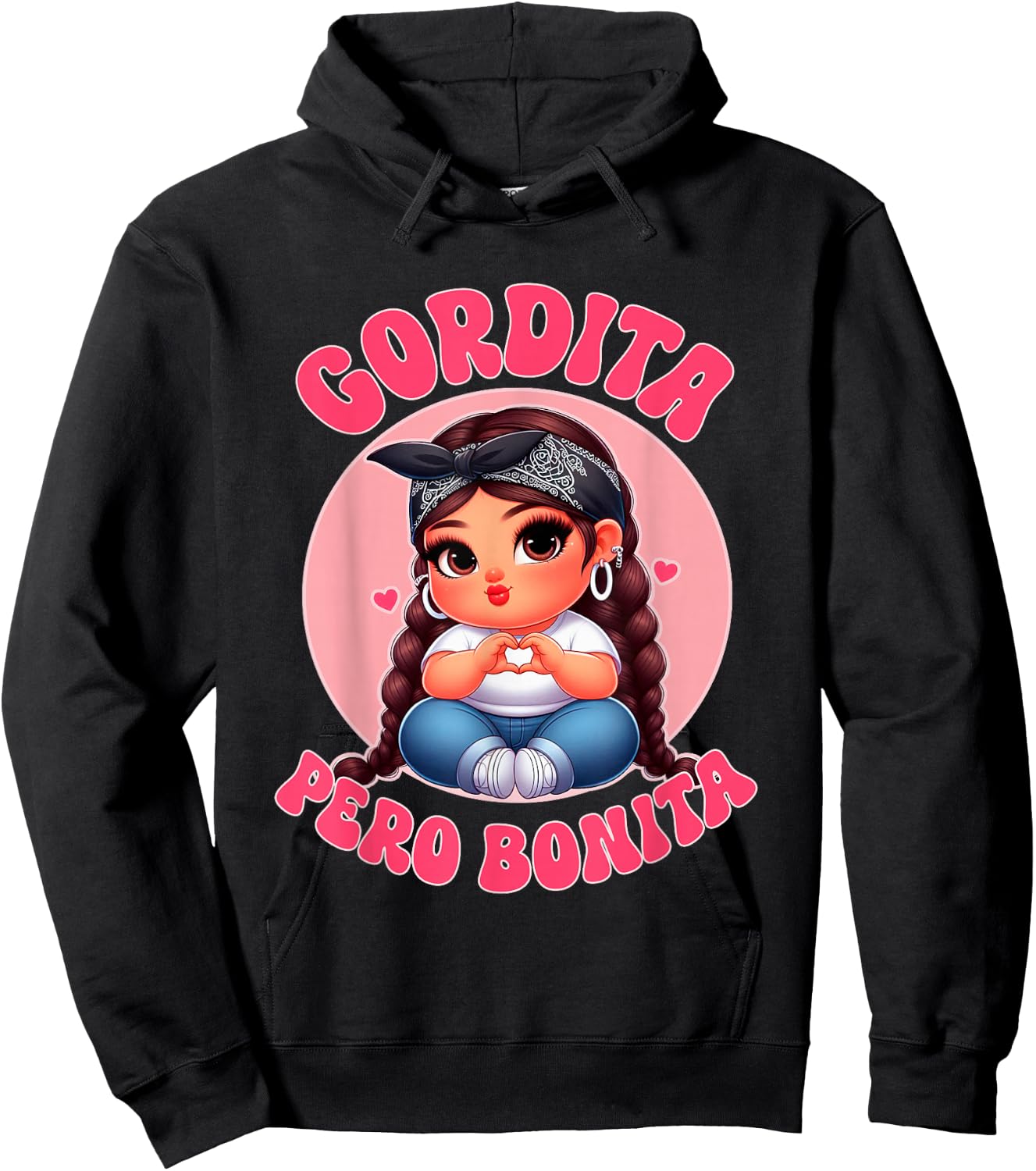 Gordita Pero Bonita- Latina Chingona Mujer Chicana-Chula Hoodie - Hoodie | Black
