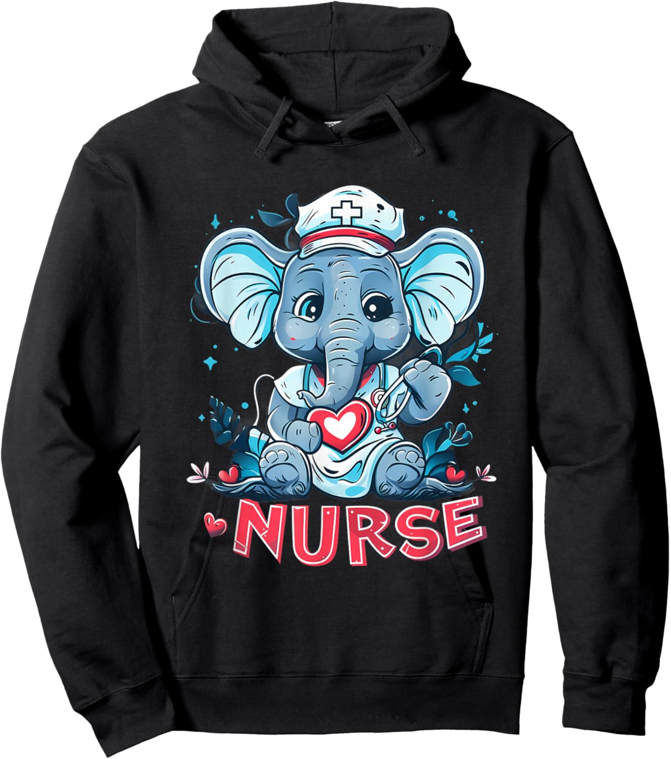 Nurse Elephant Medical Elephant Nursing School Stethoscope Hoodie - Hoodie | Black