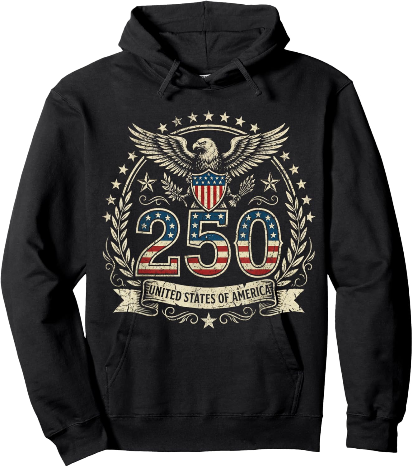 Patriotic 250 Years USA 250 Anniversary American 4th of July Hoodie - Hoodie | Black