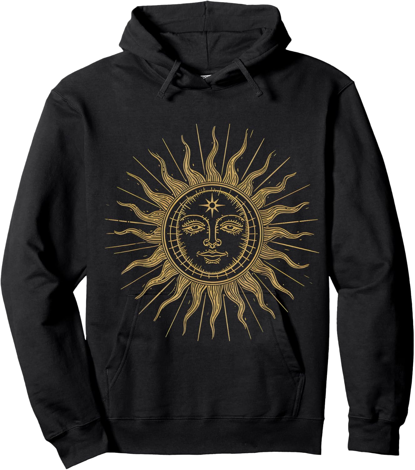 Golden Glow Vintage Sun Design Hoodie - Hoodie | Black