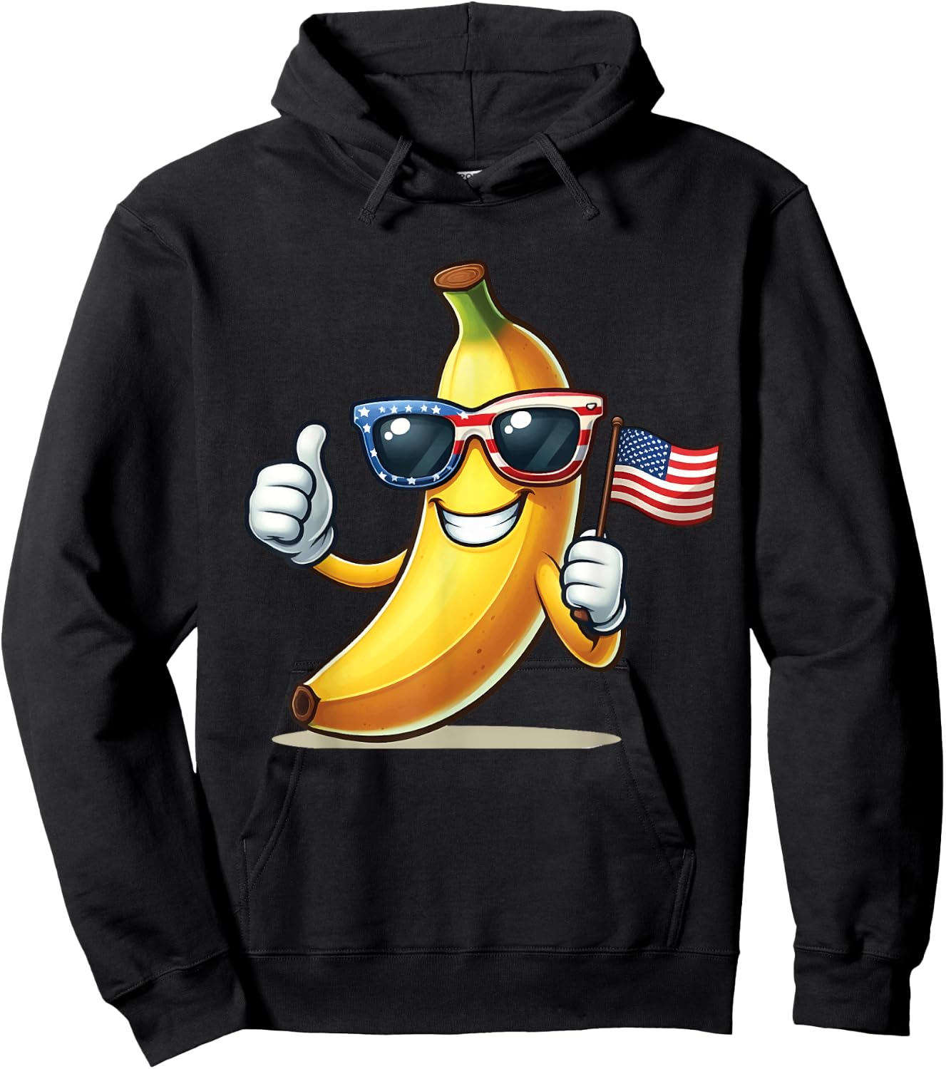 Patriotic Banana 4th Of July American Flag USA Sunglasses Hoodie - Hoodie | Black