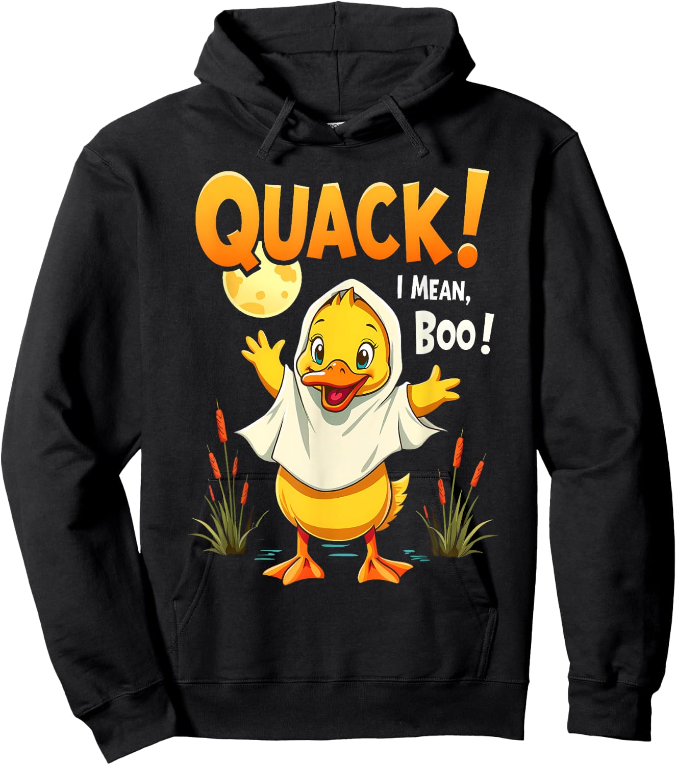 Ghost Costume Cute Duck Quack I Mean Boo Spooky Halloween Hoodie - Hoodie | Black