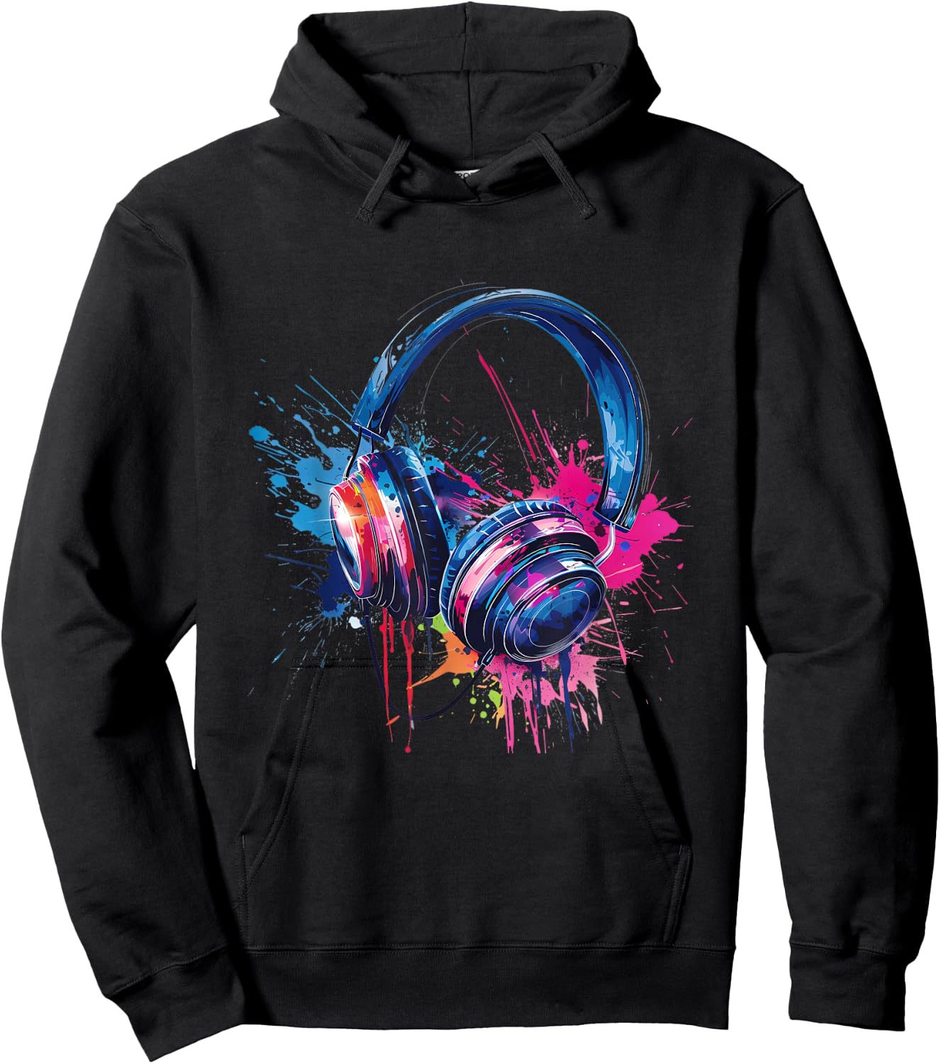 Headphones Music DJ EDM Music Headphones Music Lover Splash Hoodie - Hoodie | Black