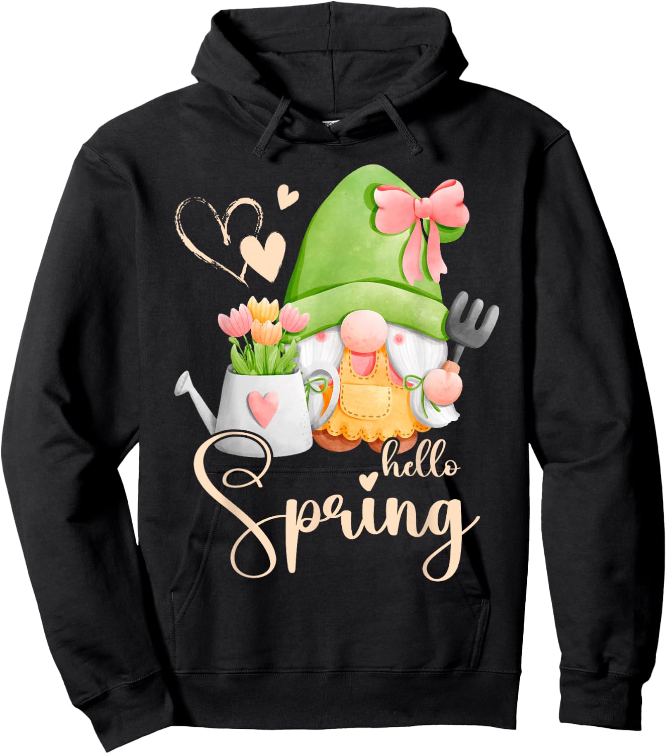 Spring Gnome with Flowers, Flower Care, Florist Hoodie - Hoodie | Black