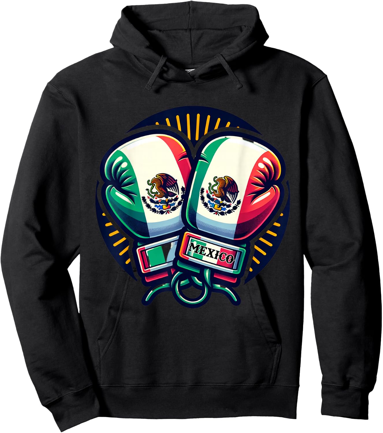 Boxing Gloves Mexico Boxing Vintage Mexican Flag Hoodie - Hoodie | Black