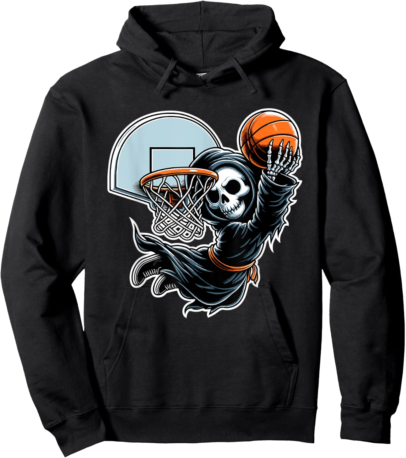 Grim Reaper Basketball Player Funny Halloween Hoodie - Hoodie | Black