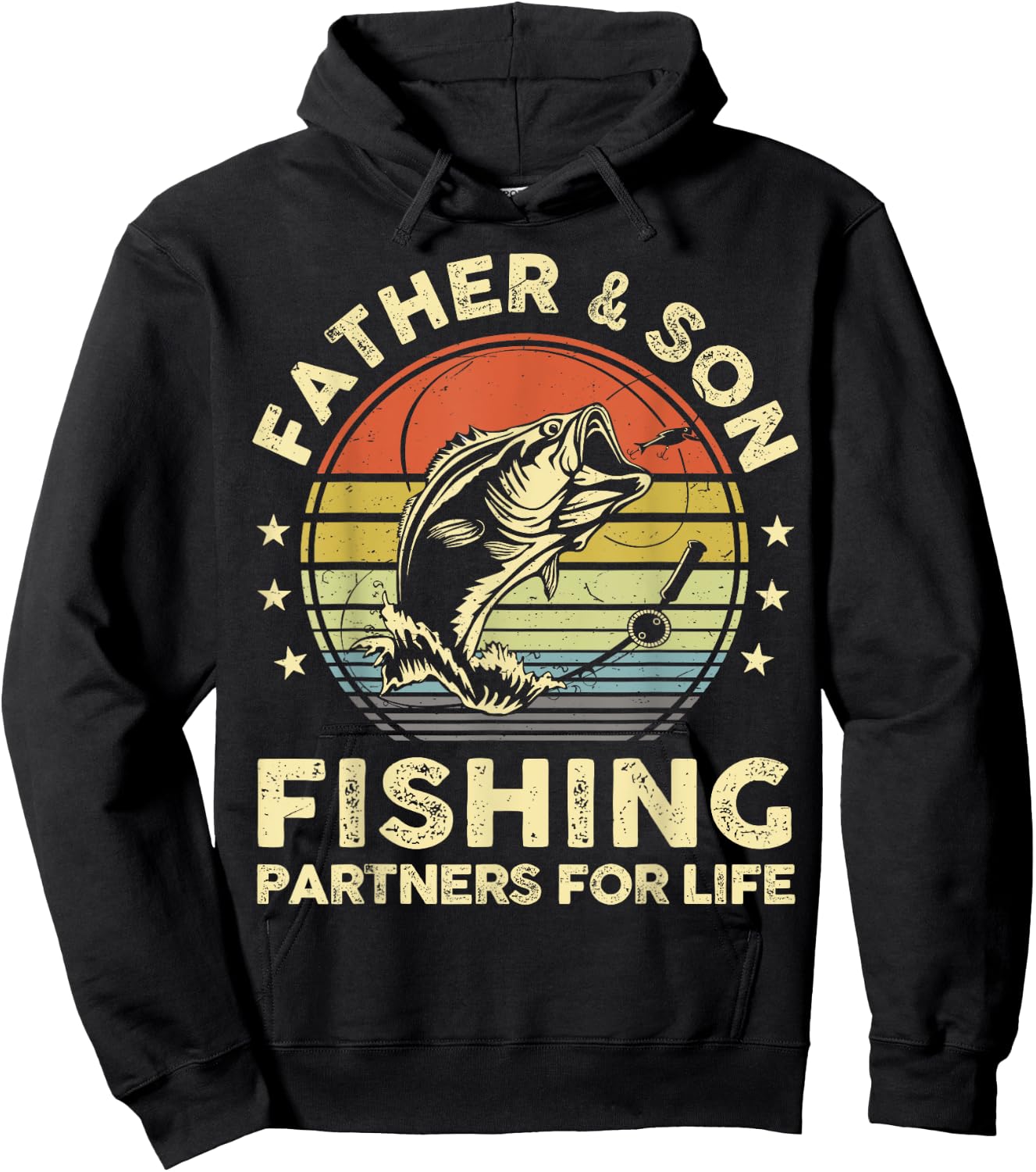 Fishing-Shirt Father Son Matching Bass Fish Funny Dad Hoodie - Hoodie | Black